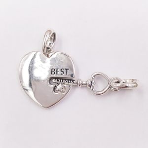 Authentiek 925 Sterling Silver Sieraden Kralen vrienden Hart Key Pendant Charms Annajewel