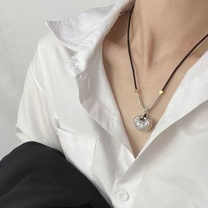 Authentique 925 en argent Sterling lettres sac pendentifs collier en cuir noir corde chaîne colliers pour femmes cadeaux d'anniversaire