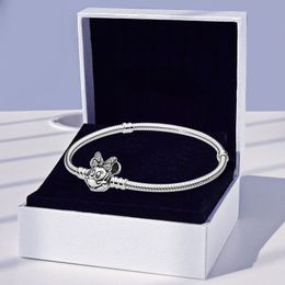 Authentique bracelet fermoir petite souris en argent sterling 925 avec boîte d'origine pour bracelets à breloques chaîne serpent Pandora pour femmes filles ensemble de bijoux de fête