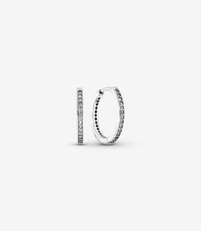 Authentiek 925 Sterling Silver Pave Sparkling Cubic Zirconia Hoop oorbellen Fashion Earrings sieraden Accessoires voor vrouwen 7289463