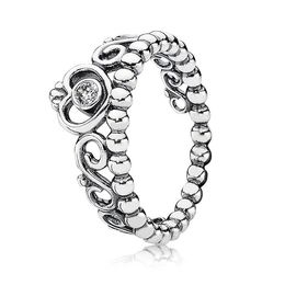 Authentique 925 Sterling Silver Princess Tiara Crown Ring Mariage Gfit CZ diamant Boîte originale pour Pandora Rings ensemble pour femmes filles