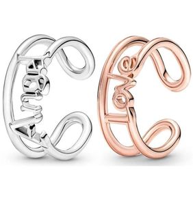 Authentique 925 STERLING Silver Ring Me Angel Love Open Ring Luxury for Women 2022 Girls Fit P Fashion Jewelry 2022 Nouveau cadeau de la fête des mères 190105C00 180077C006533512
