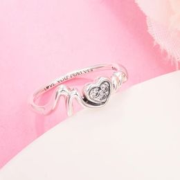 Authentique bague en argent sterling 925 maman pavé coeur anneaux de luxe pour les femmes 2022 filles Fit Pandora bijoux de mode 2022 nouveau cadeau de fête des mères 191149C01