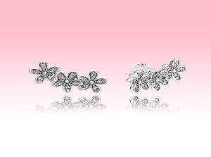 Authentique 925 Sterling Silver Brillant Daisy Stud Boucles d'oreilles Femmes Filles Bijoux d'été avec boîte d'origine pour CZ Diamond Earring set7190122