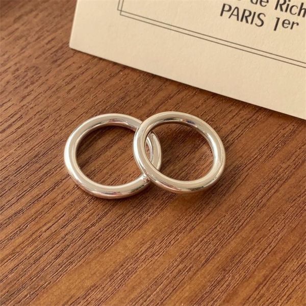 Bagues en argent Sterling 925 authentiques, simples et lisses, pour femmes et filles, épaisseur de 2/3MM, cadeaux de fête