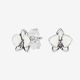 Authentiques boucles d'oreilles en argent sterling 925 belles femmes cadeau pour Pandora boucle d'oreille fleur de magnolia blanc avec coffrets originaux