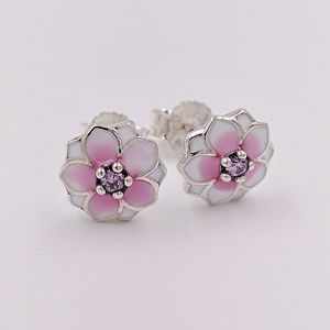 Studs Magnolia Blooms Stud -oorbellen Authentiek 925 Sterling Silver Fits European Pandora Style Sieraden Andy Jewel 290739pcz