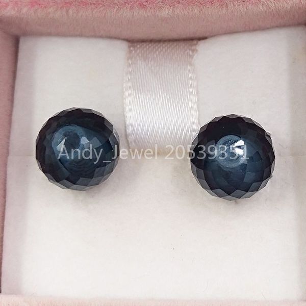 Andy Jewel Auténticos 925 Studs de plata esterlina Midnight Blue Shimmering Drops Stud Pendientes Se adapta al estilo Pandora europeo Studs Jewelry 296355NBC