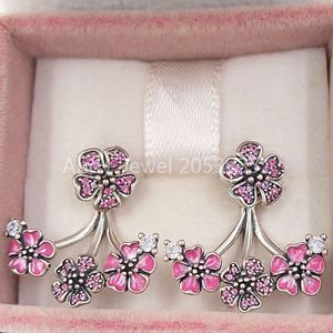 Andy Jewel Authentic 925 Sterling Silver Studs Peach Blossom Flowers Oorbellen Passen Pandora Style Studs Sieraden 298113NCCMX