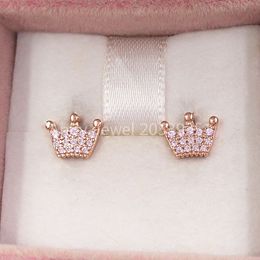 Andy Jewel Authentic 925 Sterling Silver Studs Roze Enchanted Crowns Stud -oorbellen Past Europese Pandora Style Studs Sieraden 287127NPO