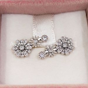 Boucles d'oreilles trio de fleurs de marguerite scintillantes Authentiques clous en argent sterling 925 Convient aux clous de style européen Pandora Bijoux Andy Jewel 298876C01