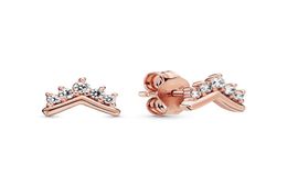 Authentique 925 Sterling Silver Tiara Wismbone Boucles d'oreilles pour femmes Designer de bijoux de luxe 14k Rose Gold Pladedrings avec Charme7472083