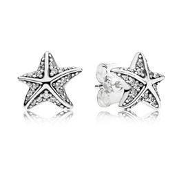 Authentic 925 Silver Silver Silver Tropical Starfish Boucles d'oreilles Boîtes d'oreilles pour les boucles d'oreille Femmes Luxury Designer Boucles d'oreilles5624378