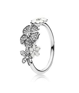 Authentieke 925 Sterling Zilver Wit Emaille Bloemen RING Voor Mooie Vrouwen Trouwring Sieraden Met Originele Doos8395912