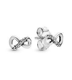 Authentiek 925 sterling zilver dames sprankelende Infinity Stud Oorbellen luxe mode-sieraden ontwerper symbolen oorbellen met Charme2095727