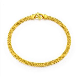 Bracelet en or pur massif 999 authentique, à la mode, chaîne à maillons 6g, 306j