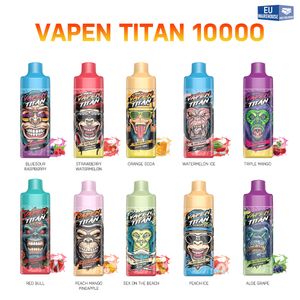 Lokaal magazijn wegwerp vape VAPEN TITAN 10000 Bladerdeeg tornado razz bar Wegwerp E-sigaretten Mesh Coil 20 ml Bijgevulde oplaadbare bladerdeeg 10k 12K 15k Vape Pen