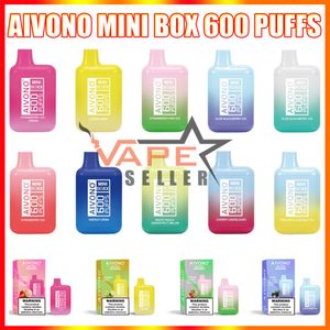 Authentique AIVONO AIM MINI BOX 600 Puffs Plus Flex Jetable Vape E Cigarette Avec Batterie 400mAh Pré-remplie 10ml Pod SKE Crystal Bar Pen