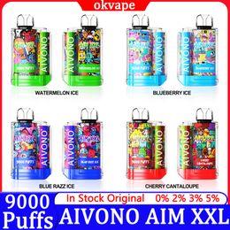 Authentique AIVONO AIM XXL 9000 bouffées de cigarettes électroniques jetables Puff 9k 19ML Pod prérempli 1.2ohm bobine de maille 650mah stylo vapoteur rechargeable