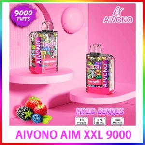 Authentique AIVONO AIM XXL 9000 Puffs Dispositif de cigarette électronique jetable avec 19 ml E Liquide 650 mAh Batterie rechargeable Stylo à barre de cristal crazvapes