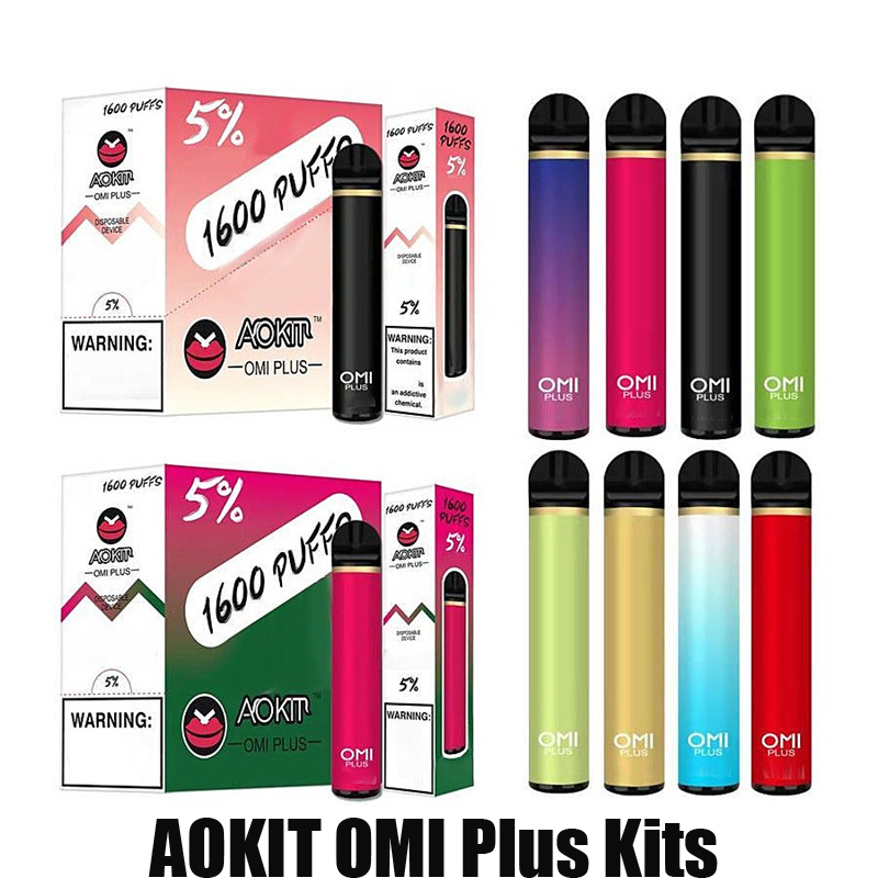 Authentic AOKIT OMI Plus Disposable E-cigarettes Device Kit 1600 Puffs 800mAh Battery 5.3ml Prefilled Pod Cartridge Stick Vape Pen 100% Original Vs Air Bar Max