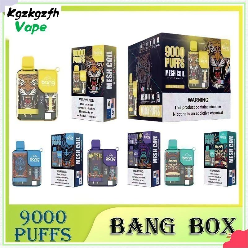 Autêntico bang box BC 9000 Puffs Descartáveis Vape bang box Recarregável E Cigarros 9K Malha Bobina RGB Luzes 10 Sabores 14ml E-líquido em estoque
