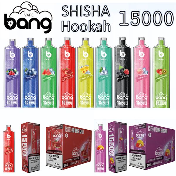 Authentic Bang xxl Shisha Hookah 15000 Puffs Disposable E Cigarette Vape Box Shisha 15k 24ml Pods préfabillé
