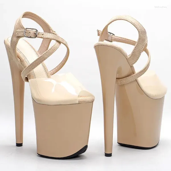 2024 PU Laijianjinxia Fashion 20cm / 8inches sandales supérieure sexy exotique hauteur plate-forme de la plate-forme des femmes modernes
