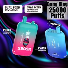 Authentieke Big Puff Bang King 25000 Puffs wegwerpvape Dual Pods 25K 46 ml voorgevulde desechable E Sigaret 12 Flavours Pod Device