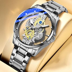 Authentiek merk gesneden horloges Volledig automatische mannen kijken Hollowed Fashion Mechanical Watches Luxury Man Watch Reloj Hombre