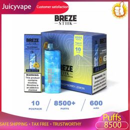 Authentique Breze Stiik BS8500 Puffs E Cigarettes 2% / 5% Stylo Vape jetable à bobine de maille avec batterie rechargeable de 600 mAh 17 ml Breeze Pro Edition 2000