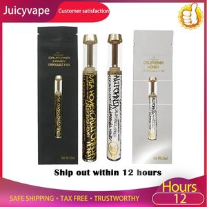 Authentieke Californische honing Wegwerp vape Pape lege E Sigaretten 1 ml Gouden keramische spoel Atomizers 400 mAh Oplaadbare batterij Ecig Dikke Oil Cartridges Pakket