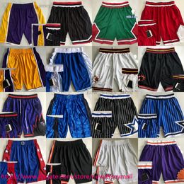 Authentieke klassieke retro basketbal shorts met zakken echte geborduurde Baskeball Pocket Short ademende sportschool training strandbroek trainingsbroek broek