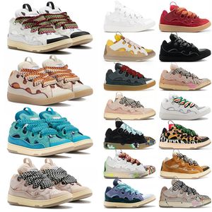 Authentieke designerschoenen lederen stoeprandschoen sneakers Lichtroze Zwart Wit Lichtblauw Grijs Oranje Rood Lavins Dhgate Platform Trainer Heren Dames