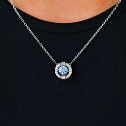 Collier en diamant authentique, pendentif de saut en saphir, collier pour dames, accessoires de mode SN004