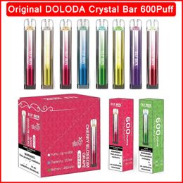Authentique Doloda Jetable Vape Pen Crystal Bar ELF BOX 600 Puffs Prévalent E-cigarettes 0% 2% 3% 5% 450mAh Battey 2ml Pods 10 Saveurs
