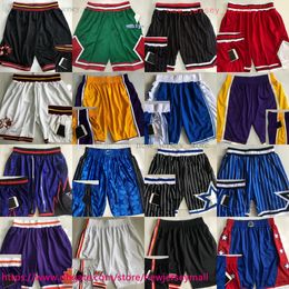 Authentique Shorts de basket-ball rétro classiques à double brodé avec poche Vintage Real Retro Pockets Breathable Gym Training Pantal Pantal