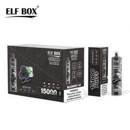 Authentique Elf Box 15000 Puffs Vape jetable Shisha Hookah Puff 15k Mesh Coil Kit de barre de stylo rechargeable Vaper 11 couleurs 0% 2% 3% 5% Nicotine E Cigarettejnr shisha