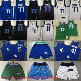 Authentique broderie New City Basketball 77 LukaDoncic Jersey Classique Rétro Bleu 5 JasonKidd 41Nowitzki 11 KyrieIrving Maillots Real Cousu Respirant Sport