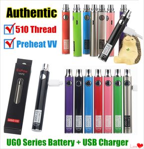 Authentique EVOD VV Twist ego 510 Batterie UGO-V II 2 Vape Pen UGO V3 Tension Variable Préchauffer Batterie Kits Micro USB Passthrough batterie ecigs