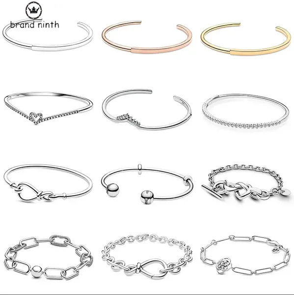 Authentique fit pandora bracelet breloques perle Pendentif Diy Étincelant Wishbone Coeur Pave Signature I-D Cristal Ouvert