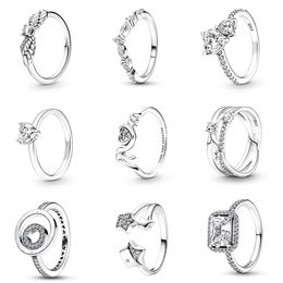 Authentieke pasvorm pandora ringen bedels charme Diy Angel's Wings Fashion Heart Shape Finger nieuw