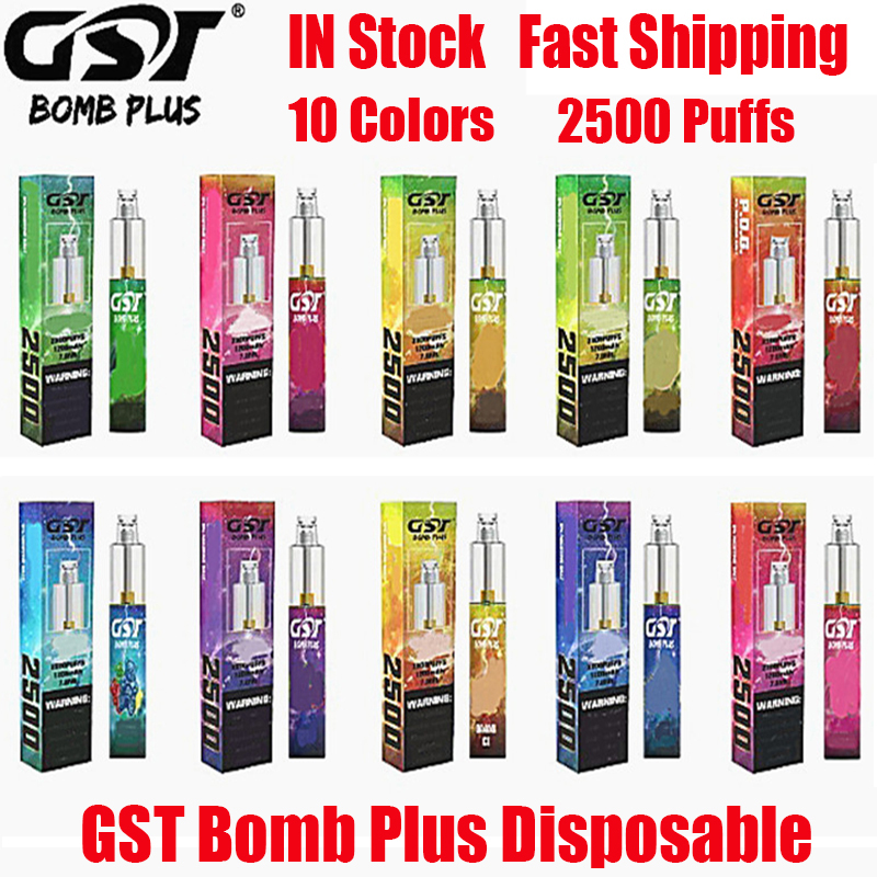 Authentic GST Bomb Plus Disposable Device Kit 1200mAh Battery 7ml Pods 2500 Puffs Prefilled Vape Stick Pen For Bang XXL Beast 100% Genuine