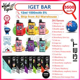 Authentieke IGET Bar 3500 Bladerdeeg Wegwerp Vape Pen 5% Mesh Coil 12ml Voorgevulde Pod 1500mAh Batterij E Sigaretten 20 Smaken Op Voorraad VS Elf Rookwolken 5k