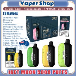 Authentic Iget Moon 5000 Puff E Cigarettes 13 ml POD 5% Niveau 1750mAh Batterie Puffes