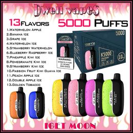 Authentieke IGET Moon 5000 trekjes E-sigaretten Wegwerp vapes pod-apparaat 1750 mah batterij 5% 13 ml cartridge starterkit Kleine schepen lokaal in Australië