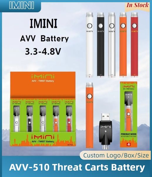 Auténtico Imini 380mah batería de precalentamiento de voltaje variable e cigarrillo 510 hilo para cartuchos de vape de aceite espeso 3.3-3.8-4.3-4.8v para vapor en caja de presentación Vapor Instock