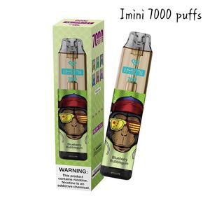 Auténtico imini 56 sabores regulares 7000 bocanadas de vapor desechable 0% 2% 3% 5% Flashing 6 Color RGB Diseño de tanque 850mAh Tipo-C Recargable Mini Cigarrillo E Puff 7K