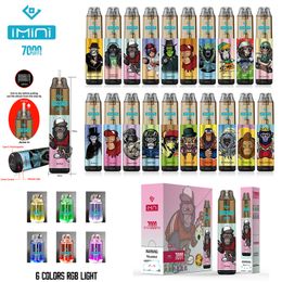 Authentieke iMini Vape Pen 7000 8000 Puffs Wegwerp E Sigaret RGB 15 ml 850 mAh Oplaadbare vape -apparaat Lekvrije damp 0 mg 20 mg 30 mg 50 mg Factory Supply