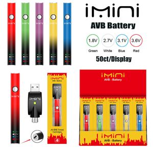 Authentieke Imini AVB-knopbatterij 380 mAh Variabele spanning Verwarm VV met 4 niveaus Instelling voor 510 vape-pencartridges Vape-batterij in displaydoos op de Amerikaanse markt